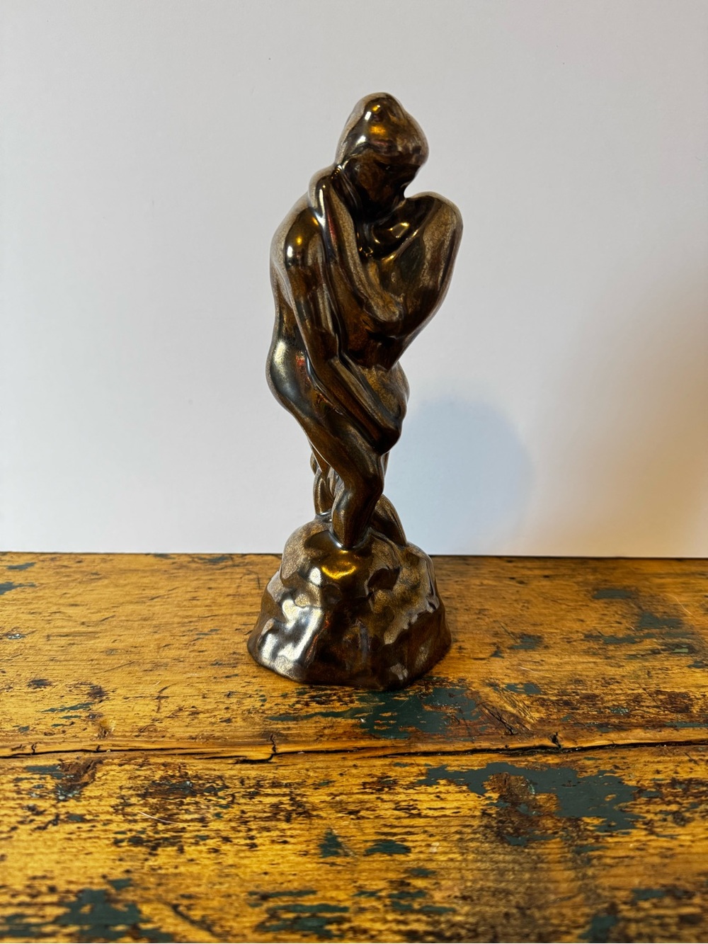 Ceramic “Lovers” Statue in a Copper Glaze